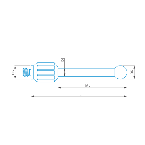 Knurled stylus M3 XXT, DK3 L30 product photo Front View L